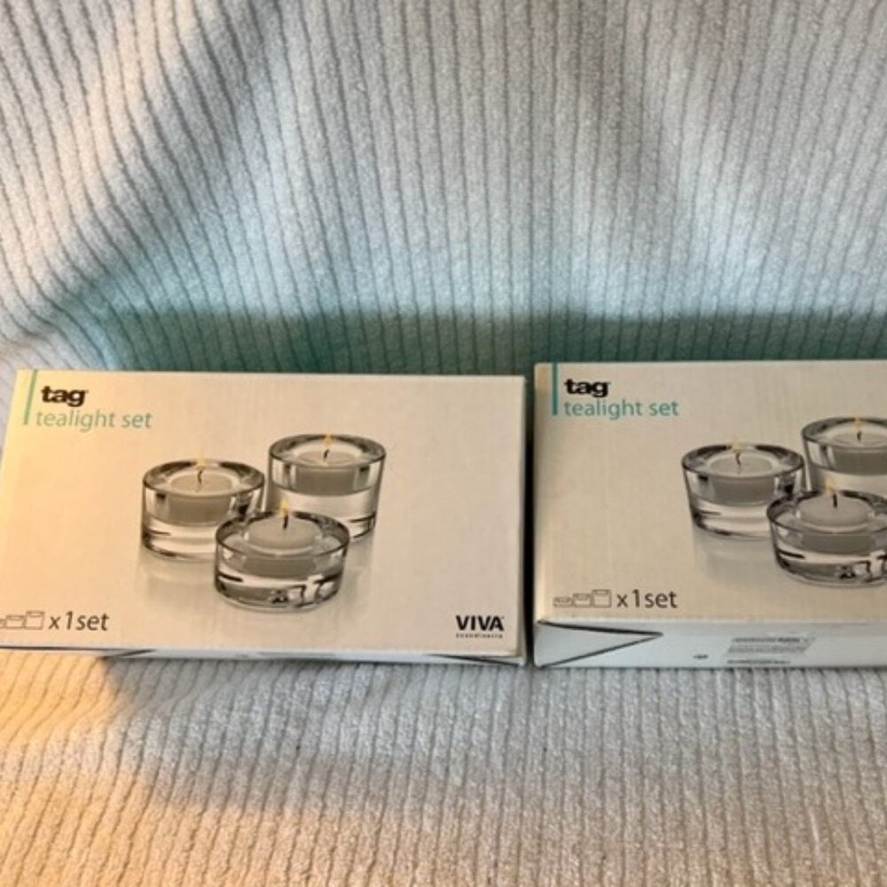 Set of 3 Tag PINK tea-lite candle holders